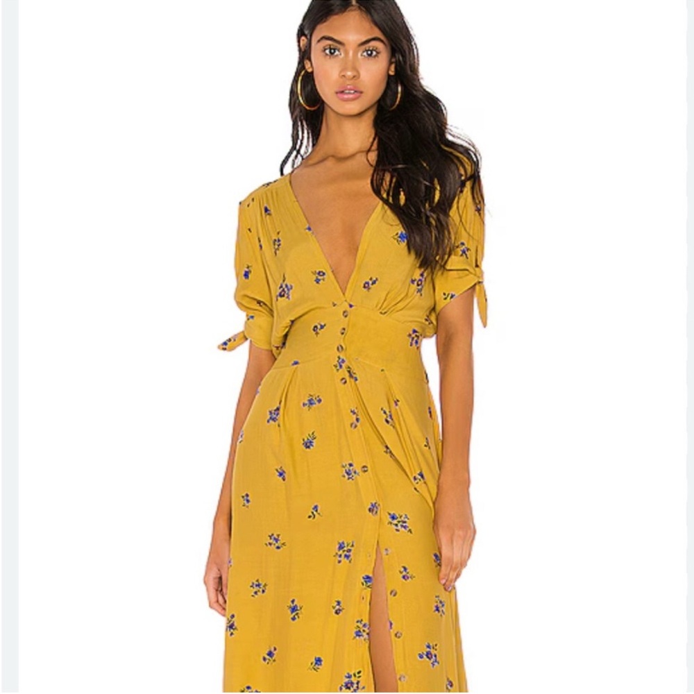 Floral Yellow Faithfull The Brand Midi Dress - Picture 2 of 8